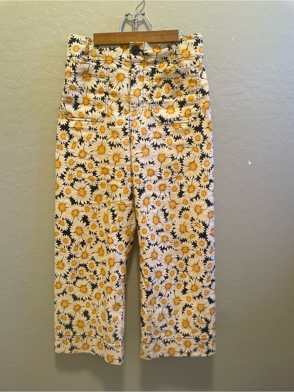 Maeve by anthropology Daisy Print High-Waist Jeans - Yellow & White Floral